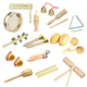 
Jianlian Kindergarten Orff percussion instrument triangle iron speaker children's music teaching aids sand hammer tambourine double ring bells wooden handle big bells