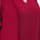 
VOA silk georgette V-neck puff sleeve black ear pleated double-layer asymmetric hem loose T-shirt BE673 Huanxi Sha - burgundy (H38) XL