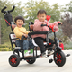 Haoxi two-seater children's tricycle, second-child baby bicycle, twin stroller, portable stroller, baby stroller, light gray black foam wheel, no front seat guardrail