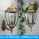 Yilin outdoor wall lamp waterproof garden lamp European style outdoor villa exterior wall lamp balcony aisle corridor American retro wall lamp large green gold frosted glass