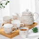 Raf core Jingdezhen ceramic tea set with handle teacup teapot set home office water set drinkware complete set European handle cup 6 cups 1 pot with bamboo tray 8 pieces