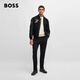 BOSS Porsche co-branded BOSS men's 2024 autumn leather sleeve design wool blend jacket 001-black 46