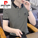 Pierre Cardin Ice Seide Kurzärärmelte T-Shirt Herren Sommer 2025 Neues Kragen Striped Polo Shirt T-Shirt Trendy Herren lässige Kleidung Y6626 Grau 2xl
