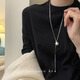 Decorative Show Pearl Sweater Chain High-Quality Long Double-Layered Titanium Steel Necklace Non-Fading Niche Autumn and Winter Women's Light Luxury Accessory Pearl Sweater Chain 70cm