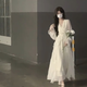 Xier Gentle Wind White Moonlight Dress Fairy Super Fairy High-end French Temperament Pure White Long Sleeve Skirt Dress M