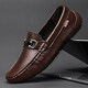 
Western Region Camel Cowhide Men's Shoes, Beanie Shoes, Genuine Leather Men's Autumn Breathable Soft Leather Sole One-Pin-One-Pin-One-9901 Hollow Breathable 39