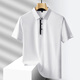 
Catman (MiiOW) ice silk POLO shirt business lapel short sleeve Paul shirt men's summer middle-aged and young casual solid color cool thin top B4-32 6628 khaki M
