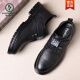 Zapatos para hombres de Woodpecker 2024 Outumn and Winter New Men's Genuine Cuero Casual Business Sobre Soft Sole Plus Shoes de cuero de algodón Top Top Works 9909 Black Plus Fleece Style 38