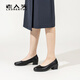 Old man's head (LAORENTOU) women's shoes thick heels plain commuting shoes shallow mouth round toe hood single shoes mother's shoes LB13553 black 37