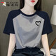 Woodpecker T-shirt Women's Retro Raglan Short Sleeve T-shirt Women's 2025 New Cotton T-shirt Design Niche Top Western Style 1476 Flower Gray-Raglan Sleeve XXXL