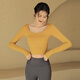 LULULOMDDW yoga clothes with chest pads, autumn and winter slimming long-sleeved sports tops for women, professional running and Pilates training fitness clothes, Ginkgo yellow, fixed cup/slimming, L (recommended 110-125Jin Jin equals 0.5kg)