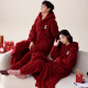 Pajamas de boda Fuxinkang se adapta a la pareja de recién casados ​​de otoño e invierno camisón rojo de terciopelo coral hombres y mujeres festivas años de casa MJX-6195 L-mujer [alto 161-167-peso 100-120]