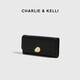 CHARLIE&KELLI brand CK light luxury bag women's bag 2025 new coin purse long simple multi-card slot clutch black Bakura Sufa brand gift bag