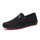 Viejos zapatos de tela de Beijing zapatos de trabajo sin deslizamiento transpirables para hombres zapatos de lona perezoso de un pie livianos livianos suaves calzado de conducción casual 2275 azul 42