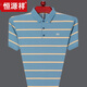 恒源祥中年男士短袖t恤男翻领夏季纯棉冰丝条纹polo 衫半袖男上衣 HH826蓝色 170建议120-140斤