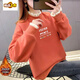 初径加绒卫衣女秋冬款韩系宽松大码网红校园风新款假两件蕾丝领上衣潮 橘色719加绒 M 90-110斤