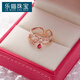 Lemiao Japanisch und Korean beliebter Flash Diamond Imitation Crystal Zirkon Blütenring mit einem leicht eingelegten süßen und vielseitigen Liebesblumenöffnungs -Dekoration 15#14123A (Champagner Gold) All Size