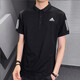 Adidas official men's POLO shirt 25 spring new lapel quick-drying breathable woven T-shirt short-sleeved HB6224/Autumn new/side three stripes/black M