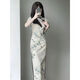 Reserved style new Chinese retro Republican style cheongsam 2025 summer new young girl slim dress for women long 719 flower branches [excluding accessories] M Recommended 85-100 Jin [Jin equals 0.5 kg]
