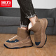 Hui Li official men's shoes snow boots men's 2025 winter velvet warm shoes men's thick-soled casual cotton shoes men's brown 41