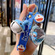 Doraemon keychain pendant liquid quicksand school bag hanging ornament for girlfriend best friend children creative heart-hearted practical quicksand Dingdang cat-bottle + blue and white bell