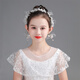 Children's garland headdress girl birthday show host hair accessories girl princess super fairy pink garland head flower jewelry white single headband + ear clip + wrist flower