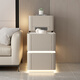 Kaishidi 2024 new style sofa side table with light and socket, light luxury and high-end sense, multi-functional side cabinet storage for small apartment living room, cream color (male steak plug + voice light strip), width 40* length 100, height 85cm