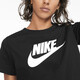 NIKE 耐克女子大钩子LOGO透气圆领T恤 短袖运动上衣BV6169 黑色010 L