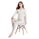 AB Unterwäsche Frauen warmer Anzug rund Hals dünne Stretchbaumwolle bequeme Farbe gewebt gestreift Schlanker Herbstkleidung und Hosen R841 Rice Grey Farbstreifen XL (165/95)
