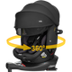 JOIE Child Safety Seat 0-7 Years 360 Degree Rotating Isofix with Supporting Pole Two-way Installation Gyro Warrior Grow Gloss Black (No Large Gift)