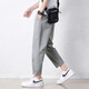 Jewish casual pants for men in summer new loose ice silk straight sport nine-point pants for men conical Korean style trendy trousers 9904 cement grey 2XL
