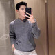 Kazuki Kuraishi's high-end Henry collar thickened sweater for men in winter new casual solid color bottoming shirt knitted casual top Gray XL 130-145Jin Jin equals 0.5 kg