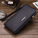 Seven Wolves men's handbag head layer cowhide large capacity clutch single zipper handbag Father's Day gift practical for dad black small trumpet 21 wide 11 thick 3cm