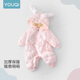 Youqi infant clothes, winter warm jumpsuits, plus velvet fart clothes, baby autumn and winter outing clothes, thickened baby cotton clothes