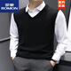ROMON Fashion men's knitted vest vest autumn and winter sleeveless sweater slim vest base shirt V-neck thread SXZFS-14126 khaki + dark blue L