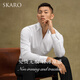 SKARO【雷总同款 免烫无痕】一片领衬衫男士商务休闲长袖白色衬衣 白色SKE1193（一片领）_雷军同款 42