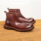 Caplost Horse Leather rétro Men's Chelsea Boots Side Zipper Goodyear Craft Mancheve Geatin Leather Martin Boots Boots Heavy Duty Broots Dark Brown 43 (265 mm)