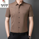 Woodpecker Ice Silk Quick-Drying Shirt Men's Summer Thin Short-Sleeve Inch Shirt Middle-aged Business Casual Top No-Seamless Half-Sleeve Shirt Short-Sleeve D462 Gray 175/XL Recommended 135-150Jin [Jin equals 0.5 kg]