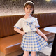 Disney Girls-Anzugsanzugsanzug 2025 Neues modisches Internet-Promi JK Girls College Style Children's Rock Zweiteiler Blau 1342 110 cm geeignet für 100-110 cm Alter 4-5 Jahre alt