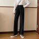 
Xilino 2025 Spring and Autumn Korean version of high-waisted black jeans for women Chc straight-leg students versatile slimming wide-leg pants light blue basic style 9928 M