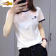 CHUDAO EUROPE Station White White Short Manga 2025 NUEVA Camiseta europea de algodón puro de verano para mujeres All-Match Loose Slim Simple Ins Trendy KC693 Black Collar XXL