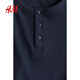 H&M children's clothing boys' T-shirt autumn casual comfortable fashion round neck cotton henley shirt 1233749 navy blue 120 60