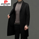 Pier Cardin high-end high-end wool woolen coat men's long over-knee double-sided wool coat autumn and winter business windbreaker men khaki L 175