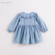 MARC/JANIE baby spring clothes girls large lapel denim dress children's skirt 210032 blue 4T (recommended height 100cm)