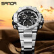 
SANDA electronic watch male student waterproof sports junior high school student Chinese Valentine's Day gift for boyfriend 6175 black silver