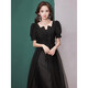 Seidler black evening dress for women's banquet, light luxury and noble French Hepburn style annual meeting vocal music test long style black XXXL (recommended 136-145 Jin Jin equals 0.5 kg)