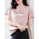 Camiseta de manga corta a rayas de verano de NY-RCE para el nuevo estilo coreano de mujeres, versátil y versátil con rayas a media manga tostada 1DS009 Pink Blue Strip + 9764 White 2xl