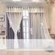 Ruiba Cream Style Curtains Blackout Beige Girly Bedroom Bay Window Double Layer Douyin Internet Celebrity Princess Style Fantasy Cloth and Gauze Integrated with Curtain Head - Not Hollow Cream Color Width 2.0*Height 2.7-Hook Type One Piece Height Adjustable