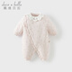DAVE&BELLA baby quilted jumpsuit 100-day baby clothes antibacterial and anti-mite newborn crawling clothes winter new toddler pajamas flower print ready stock 59cm (recommended height 52-59cm)