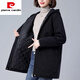 Pierre Cardin middle-aged and elderly women's spring and autumn mid-length coat 2025 new middle-aged mom | mom casual loose hooded cotton style Khaki XL suitable for 125-135 Jin Jin equals 0.5 kg